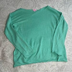 Lilly Pulitzer Linen Women’s Sweater in Aqua Green Pullover in size XL